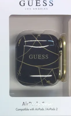 Image de Guess Guaca2Tpuchbk Airpods 1/2 Cover Czarny/Black Gold Chain Collection