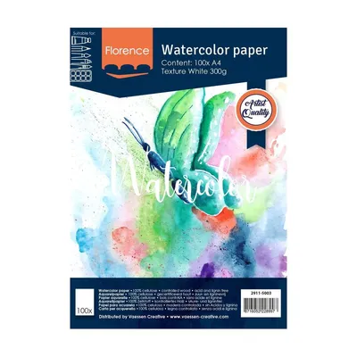 Immagine prodotto di Carta per acquerello, texture, formato A4, 300g, bianca, confezione da 100 fogli