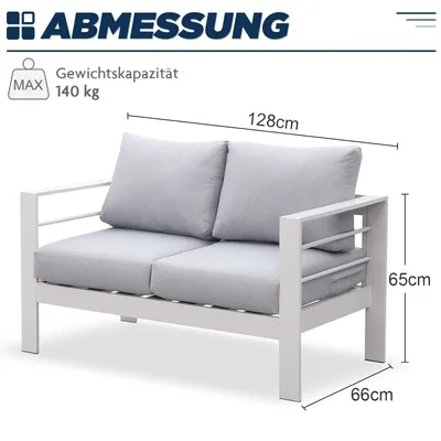Produktbild von MEXO Loungesofa Gartenmöbel Set 2-Sitzer Gartensofa aus Aluminum Gartenbank für Balkon Terrasse Garten Wetterfest(Tisch nicht enthalten)