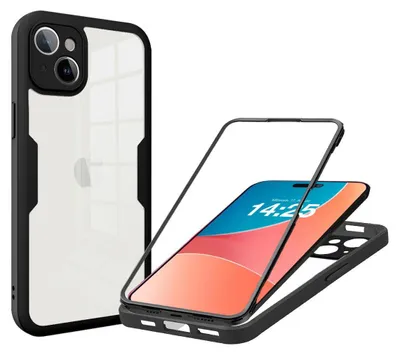Produktbild von 360 Grad Handyhülle für Apple iPhone 15 Full Cover Rundum Schutz Farbe: Schwarz