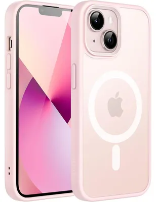 Image de Coque magnétique pour iPhone 13 (6,1 pouces), compatible MagSafe, translucide et mate, résistante aux chocs, couleur rose
