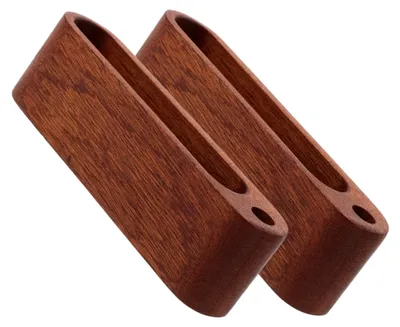 Produktbild von 2 Stück Holz Visitenkartenhalter für den Schreibtisch mit Organizer-Funktion, kompakt und stabil für Standardkarten