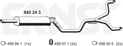 Produktbild von ERNST 043243 Mittelschalldämpfer Schalldämpfer für OPEL Vectra C Limousine (Z02) Vectra C CC (Z02)
