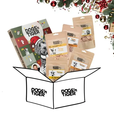 Produktbild von Dogs’n Tiger Guido Maria Kretschmer Adventskalender Hunde Box | Classic Snacks | Huhn & Ente | gefriergetrocknete Snacks | Adventskalender Hund