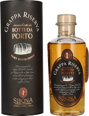 Image de Sibona GRAPPA RISERVA Botti da PORTO 40% Vol. 0,5l en boîte cadeau