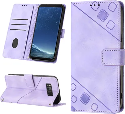 Produktbild von Hülle für Samsung Galaxy S8 Plus Prägung Flip Leder Brieftasche Schutzhülle mit Ständer Lila