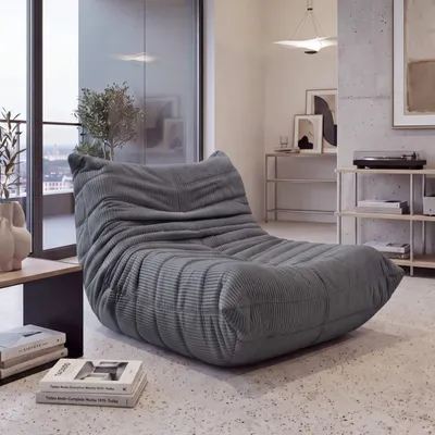 Produktbild von Sessel HWC-R34, Loungesessel Relaxsessel Polstersessel Cocktailsessel Stoff/Textil Cord (300 g/m²) dunkelgrau