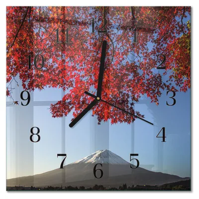 Produktbild von Tulup Glasuhr Wanduhr Küchenuhr Echt-Glas 30x30 cm Modern Dekorativ Geräuschlos Schwarzen Zeigern - Bergblätter