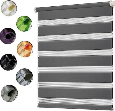 Produktbild von Tragbarer Blackout Blind 45 x 340 cm Sonnenschutz 100% Rollendachfenster Bohrfenster, dunkelgrau