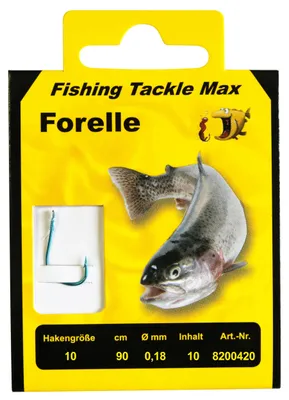 Produktbild von FTM Haken gebunden Forelle 90cm - 10 Forellenhaken, Hakengröße/Schnurdurchmesser:Gr. 10 / 0.18mm