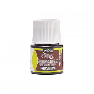 Produktbild von Pebeo Vitrea 160 Glasfarbe, 45 ml, 18 Glänzendes Erdbraun