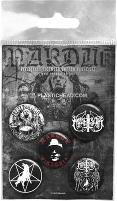 Obrázek produktu pro Marduk - Logo - sada 5 špendlíků PH2583 (jedna velikost) (černá/bílá)