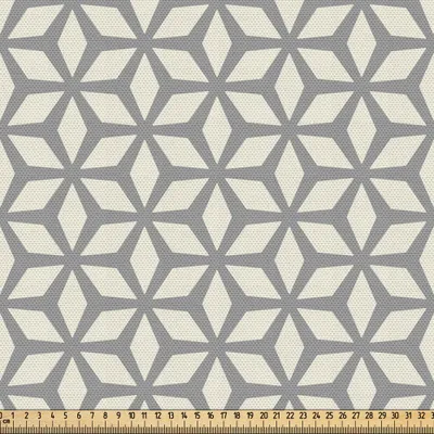 Produktbild von ABAKUHAUS Geometrisch Gewebe als Meterware, Rauten mit Stern-Muster-zeitgenössischen Art-Formen und Greyscale-Hintergrund, 2 M (148 x 200 cm), Elfenbein und Grau