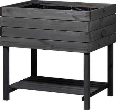 Produktbild von dobar Hochbeet Kubus 2.0 mit Ablage und Pflanzfolie, Anthrazit, Abmessungen ca.: 78x58x78 cm