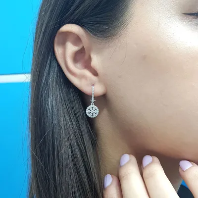 Produktbild von Diamant Ohrhänger Blumenrad Brillant-Schliff in 14 Karat Weißgold