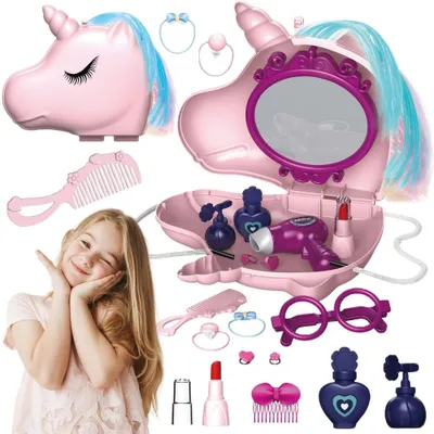 Produktbild von Woopie Schminktisch für Mädchen, 2-in-1-Schönheitssalon, in einer Einhorn-Tasche