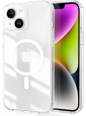 Produktbild von Handyhülle für iPhone 13/14 mit Kameraschutz, MagSafe kompatibel, stoßfest, kratzfest, magnetisch, transluzent