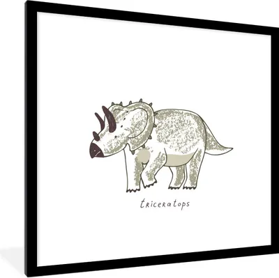 Produktbild von MuchoWow® Gerahmtes Poster Kinderzimmer - Triceratops - Dinosaurier - Jungen - Mädchen - Kinder 40x40 cm - Poster mit Schwarzem Bilderrahmen Wandposter Rahmen Foto Bilder - Poster - Plakat im Rahmen