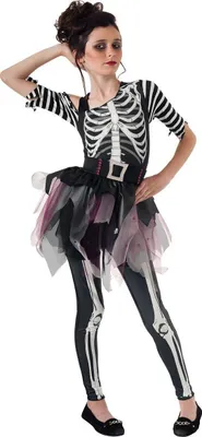 Produktbild von Skelett Ballerina Halloween Kostüm Kinder Mädchen Kindergröße: 116