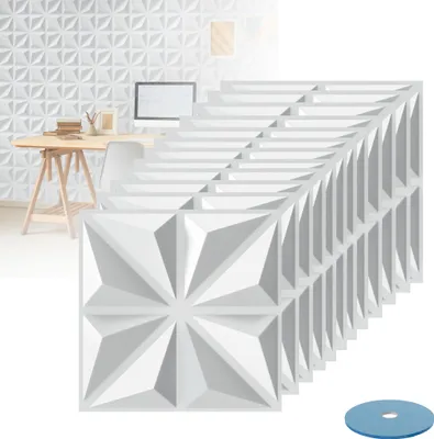 Produktbild von LZQ PVC Fliesenaufkleber 50x50 cm selbstklebende Fliesen-Folie für Bad & Küche entfernbare Klebe-Folie für Wandfliesen Küchenrückwand & Bordüren, 12 Klebefliesen, Typ B Weiß