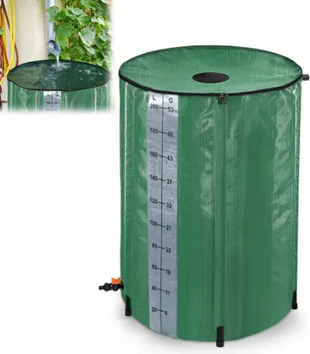 Produktbild von LARS360 200L Regentonne Faltbar Regenwassertonne Regenwasserfass Regenwassertank PVC Wassertank mit Ablassventil -Grün mit Messskala