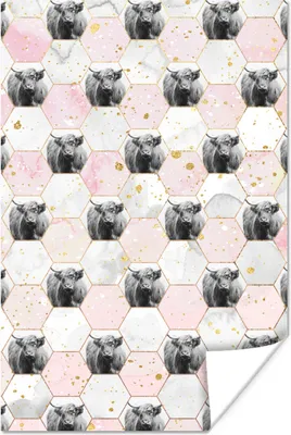 Produktbild von MuchoWow® Poster Schottischer Highlander - Marmor - Rosa 40x60 cm - Plakate für die Wand - Poster Babyzimmer