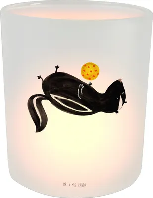 Produktbild von Mr. & Mrs. Panda Glas Windlicht Stinktier Ball - Transparent - Geschenk, Raubtier, Wildtier, Kerzenhalter, Weisheit, Kerzenglas, Outdoor, Stinker, Skunk, Teelichthalter