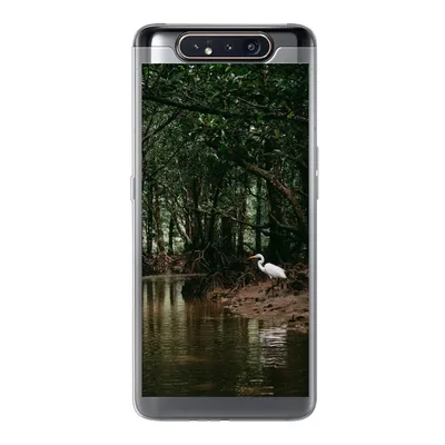Produktbild von MuchoWow® Handyhülle Schutzhülle Hülle für Samsung Galaxy A80 Reiher - Wald - See Silikon Softcase Handy Hülle - Schutzdeckel
