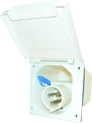 Image de Socle Encastrable Mâle Cee 17 - Boite D'alimentation Avec Couvercle 230 Volts Pour Van Et Camping-ca