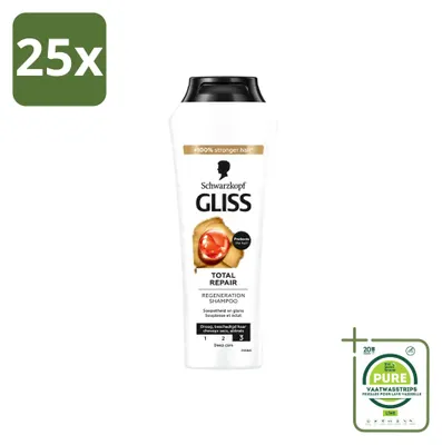 Produktbild von 25 x Schwarzkopf Gliss Total Repair Shampoo für intensives Haarherstel 250 ml - Großpackung - 25 Stücke