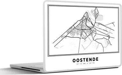 Produktbild von MuchoWow® Laptop Aufkleber Sticker Cover Karte - Ostende - Belgien - Schwarz und weiß - Stadtplan 31x22.5 cm - Laptop-Deko