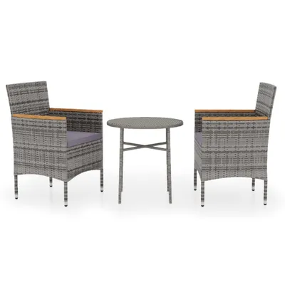Obrázek produktu pro vidaXL 3dílný zahradní jídelní set Poly Rattan Grey