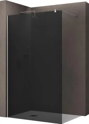 Immagine prodotto di doporro Box Doccia Walk-In 140x200 cm, Parete Doccia Fissa in Vetro Temperato FumšŠ 8 mm con Barra Stabilizzatrice Regolabile e Profilo Cromato šC Bremen01VG