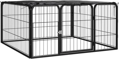Obrázok produktu pre Ohrádka pre psov 4 panely čierna 100x50 cm práškovaná oceľ