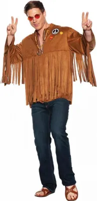 Produktbild von 70ies Hippie Shirt mit Fransen für Mottopartys & Karneval Größe: One Size