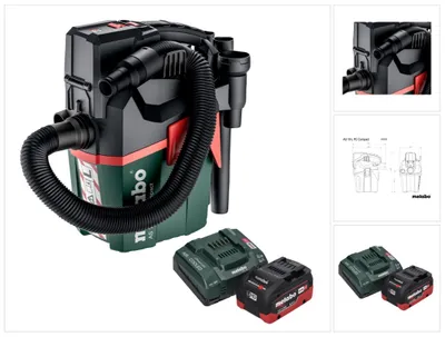 Produktbild von Metabo AS 18 L PC Compact Akku Sauger 18 V 6 l IPX4 Staubklasse L Nass und Trocken + 1x Akku 8,0 Ah + Ladegerät
