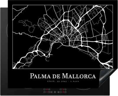 Produktbild von KitchenYeah© Herdabdeckplatte Karte - Stadtplan - Palma de Mallorca - Karte , 65x52cm, Küche Deko, Glaskeramikkochfeld Herdabdeckung, Abdeckplatte fùr Kochfeld