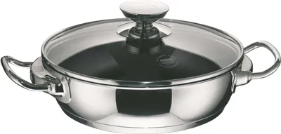 Produktbild von Servierpfanne mit Glasdeckel 28 cm, Edelstahl, poliert - Injoy®
