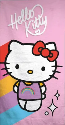 Obrázek produktu pro Osuška Hello Kitty Rainbow, plážová osuška 70x140cm (rychleschnoucí)