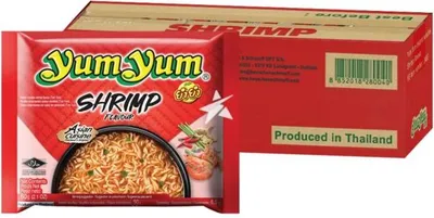 Produktbild von Yum Yum Shrimp Instant Noodles – 10 x 60 g | Thailändische Garnelen-Nudelsuppe | Würzig & | Halal | 3-Minuten-Nudeln+Heartforcards Versandschutz