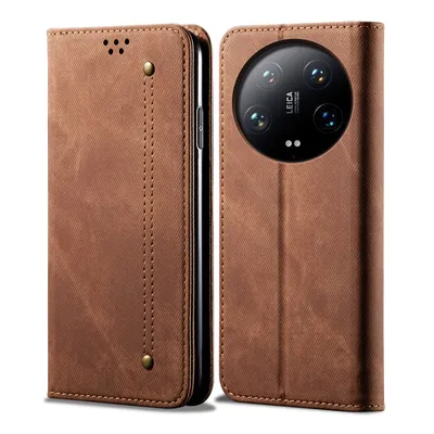 Obrázek produktu pro Pouzdro pro Xiaomi 14 Ultra, Kožené Peněženkové Pouzdro s Magnetickým Uzavíráním a Stojánkem hnědé