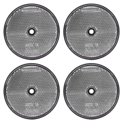 Image de Lot de 4 réflecteurs de sécurité rouges, ronds, diamètre 72 mm, avec vis, pour boîtes aux lettres, allées, tunnels, poteaux, voitures et remorques (blanc)