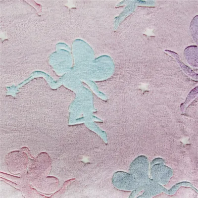 Wellness Fleece Kindermotive Glow in the Dark Zuschnitt ab 1 x 1,65m Fleece-Stoff Plüschstoff Zauberfee rosa
