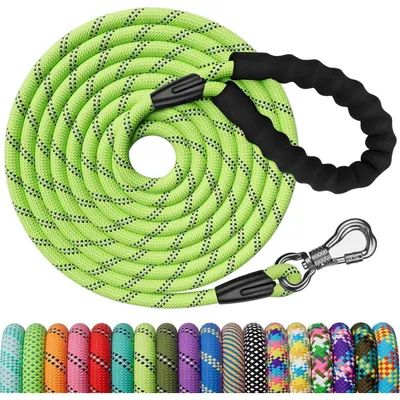 Produktbild von Schleppleine für Hunde 25m Apfelgrün 8mm mit gepolstertem Griff und Karabiner
