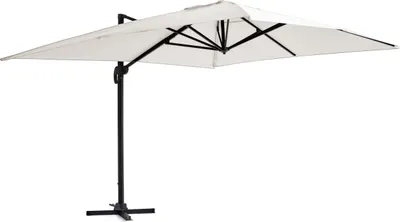 Image de Parasol déporté inclinable et rotatif 4x3m en aluminium écru - Oviala Caserta
