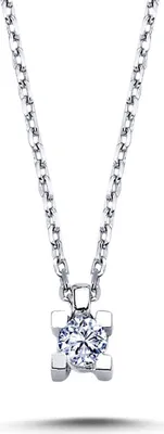 Produktbild von 0,08 Carat Diamant Solitär Halskette 14 Karat Weißgold