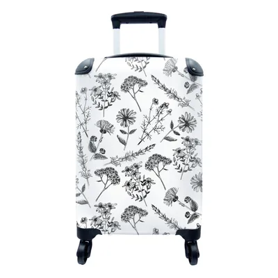 Produktbild von MuchoWow® Koffer Handgepäck Trolley Rollkoffer Kleine Reisekoffer mit 4 Rollen - Blumen - Kräuter - Muster - Cabin Size < 55x40x23 cm & 55x40x20 cm - Fotokoffer - Kabinenkoffer - Boardgepäck - Reise-Box - Reisekoffer - Reisegepäck - Koffer mit Bild - Trolley für Kinder