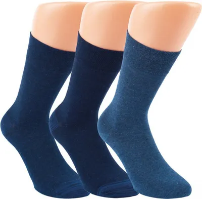Produktbild von 6 Paar Bambus Viskose Socken MELANGE Softrand ohne Gummi Uni blautöne Gr. 39/42