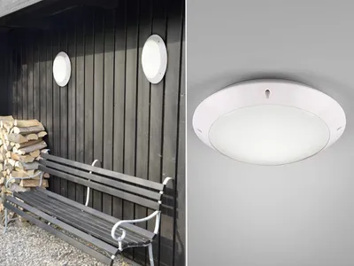 Produktbild von LED Außenwandleuchte Outdoor Deckenlampe Weiß Gartenbeleuchtung rund mit Strom