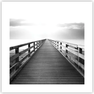 Produktbild von Poster - Poster ohne Rahmen - Pier Perspektive Schwarzweiß - 40x40 cm - Wand Bild - Wanddeko - Wandbilder - Kunstposter - Wandposter - Bilder - Kunstdruck - Wanddekoration - Wandbild - P2XAC40x40-4424